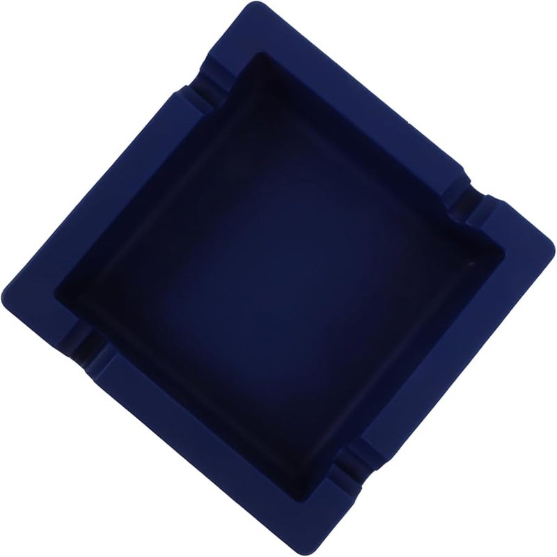 Silicone Ashtray High Temperature Resistant Square Indoor Outdoor Easy Clean Blue - Image 1
